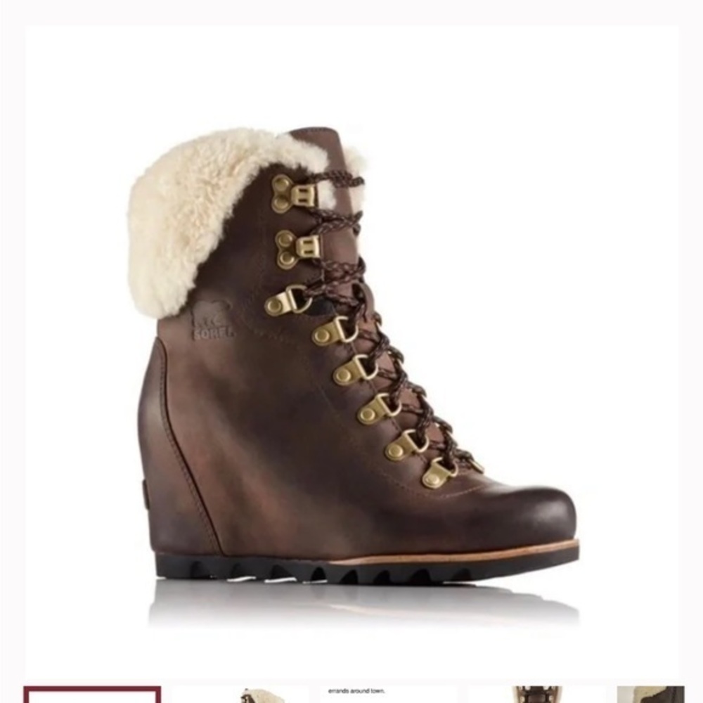 SOREL Conquest Wedge Shearling Boot size 6